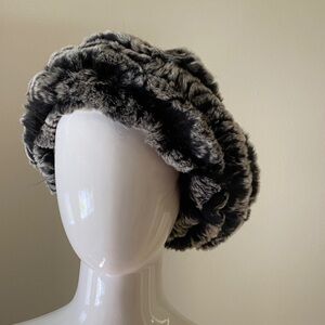 Elegant Black and Gray Faux Fur Women's Hat